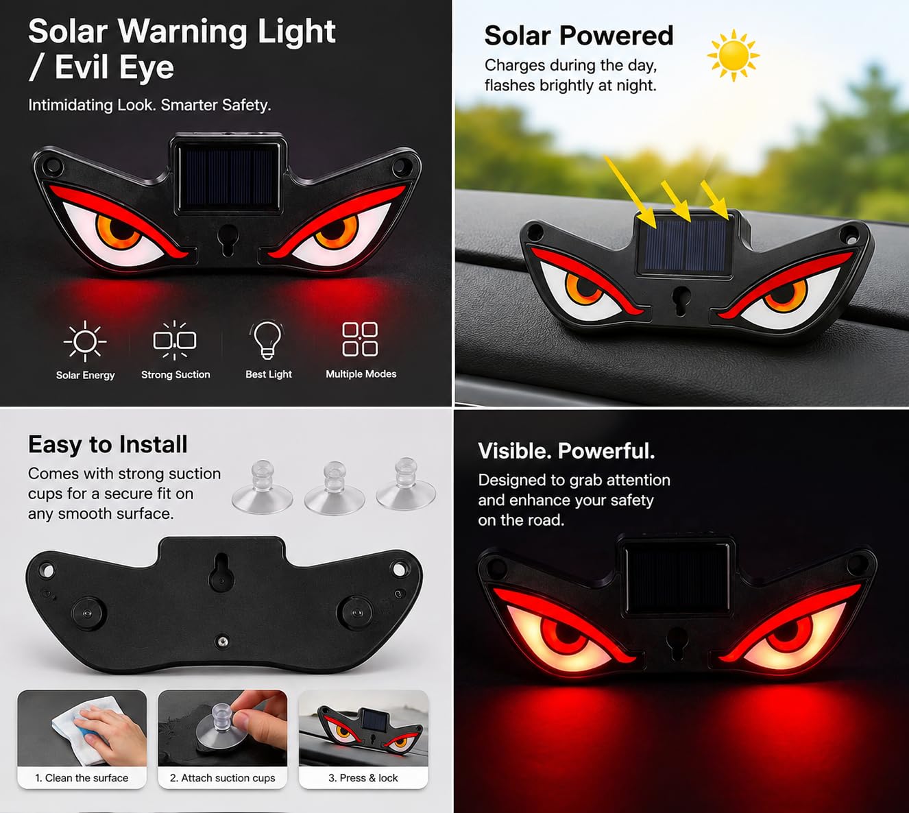 Solar Evil Eye LED Car Warning Light