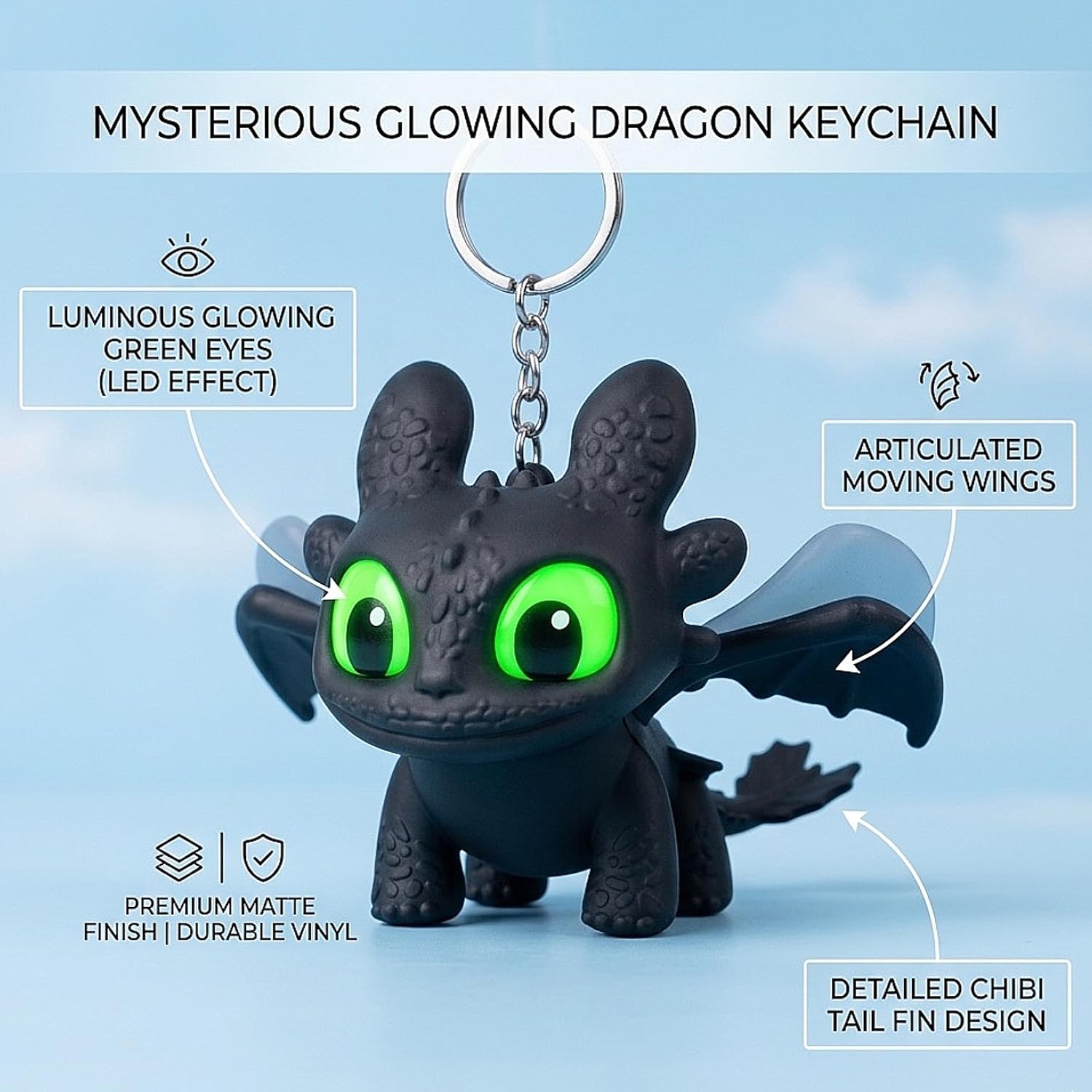 LED Moving Wings Dragon Keychain